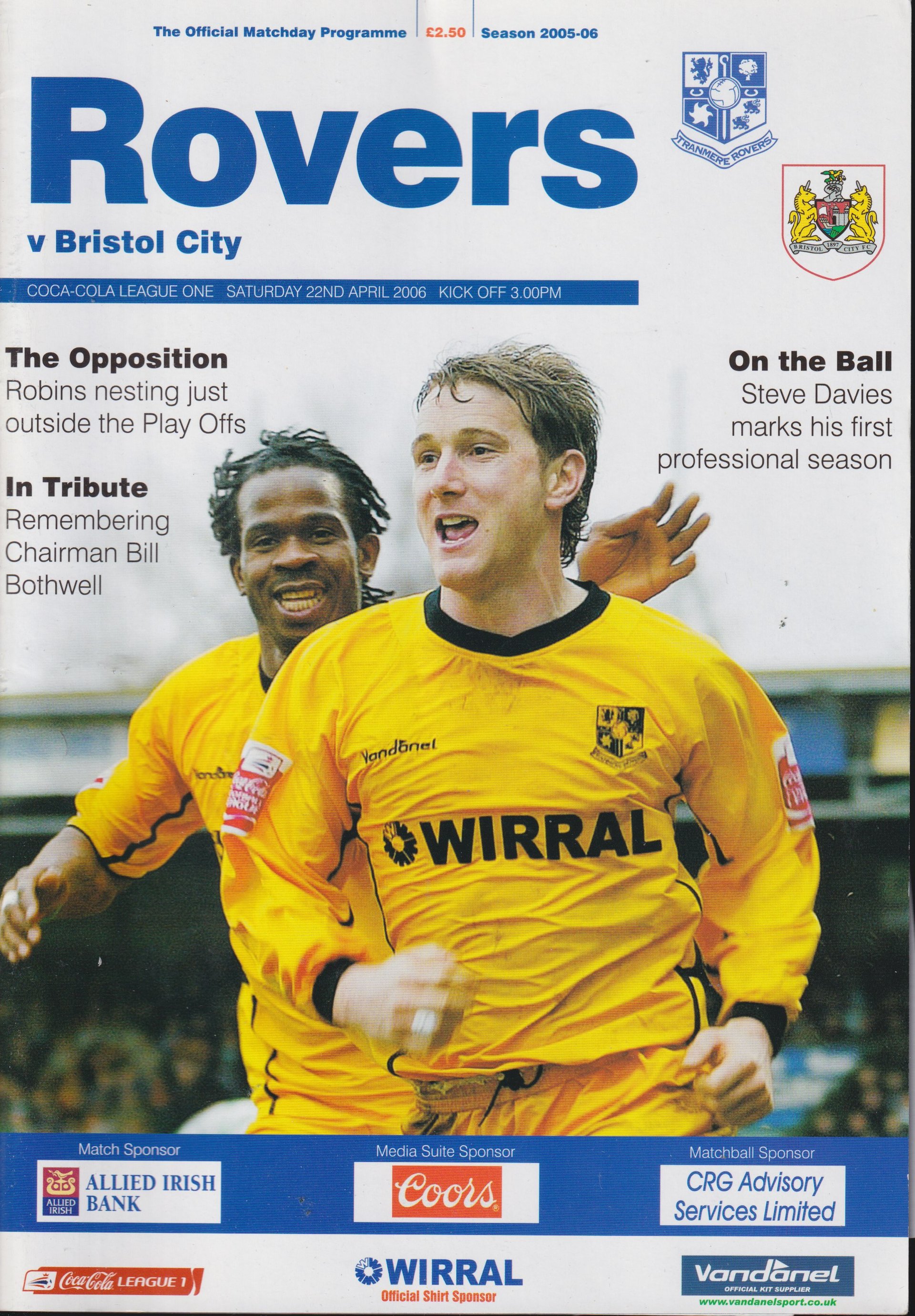 Tranmere Rovers v Bristol City match programme